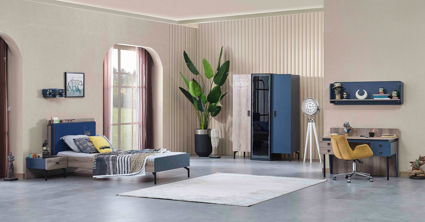 Blaues Jugendzimmer-Set